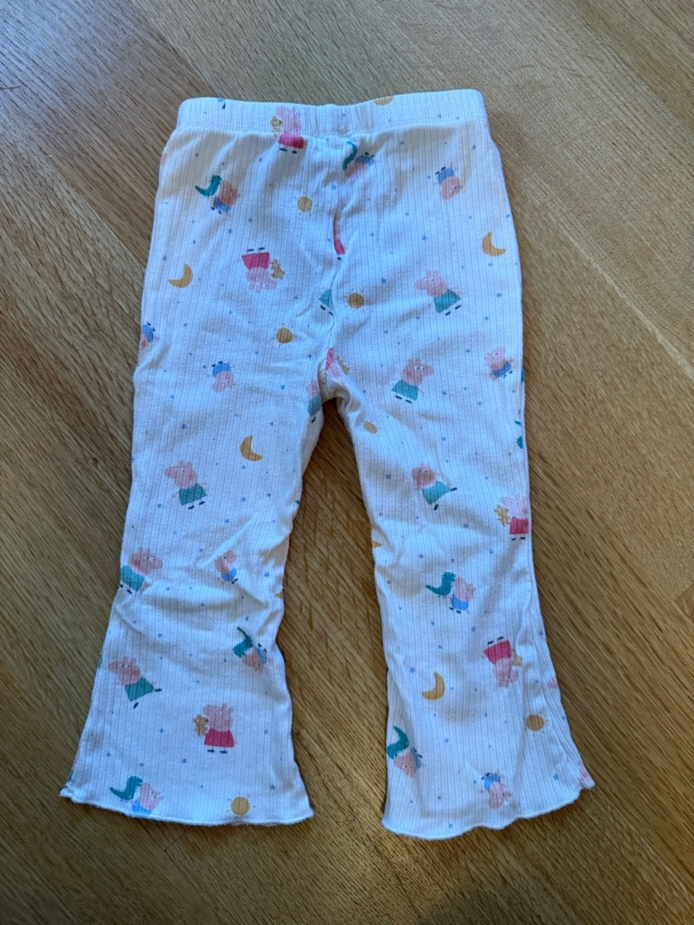 Baby Mori - White Ribbed Pajama Pants with Peppa Pig Print